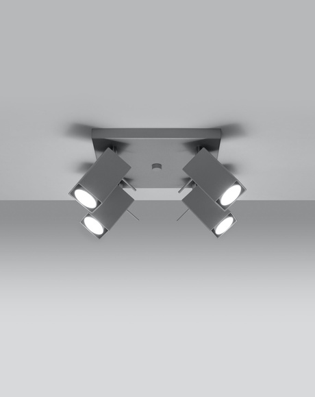 Plafond MERIDA 4 gris + 4x ampoule LED GU-10 3000K Warm 7W 620lm