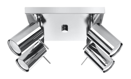 Plafond RING 4 chrome + 4x ampoule LED GU-10 4000K Froid 7W 630lm