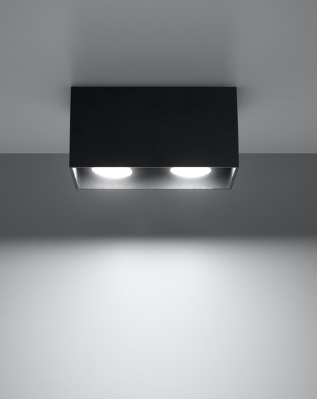 Plafond QUAD MAXI black+ 2x ampoule LED GU-10 3000K Warm 7W 620lm