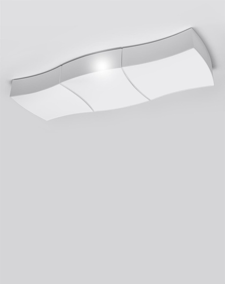 Plafond SQUARE 3 blanc + 6x ampoule LED E27 4000K Froid 7.5W 650lm