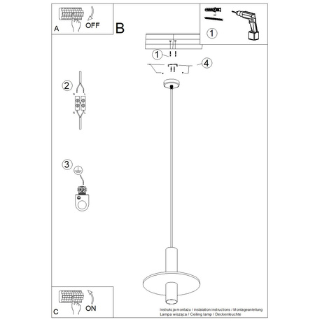 Lampe suspendue PELTA 1 noir/beige
