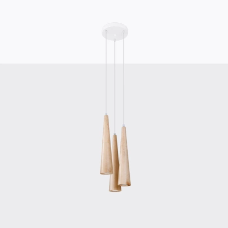 Lampe suspendue SULA 3P en bois naturel