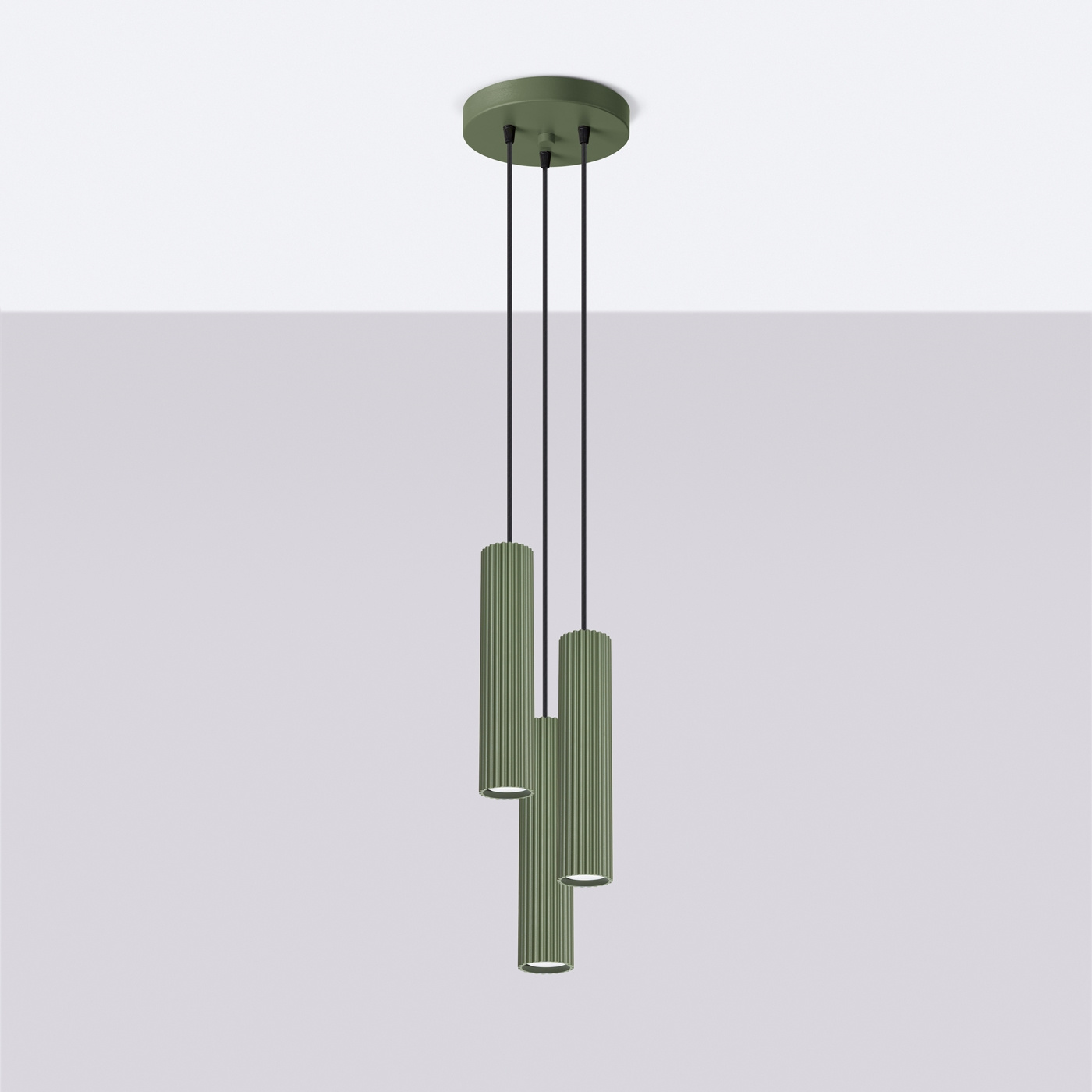 Lampe suspendue KARBON 3P vert olive