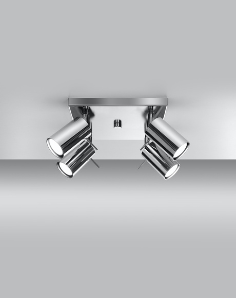 Plafond RING 4 chrome + 4x ampoule LED GU-10 4000K Froid 7W 630lm