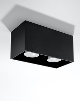 Plafond QUAD MAXI black+ 2x ampoule LED GU-10 3000K Warm 7W 620lm