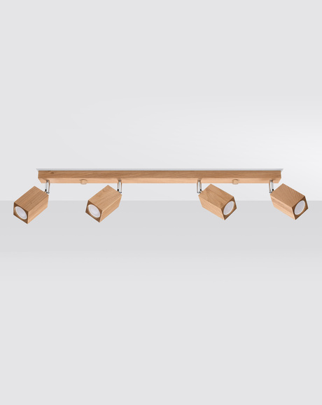 Plafond KEKE 4 chêne + 4x ampoule LED GU-10 3000K Warm 7W 620lm