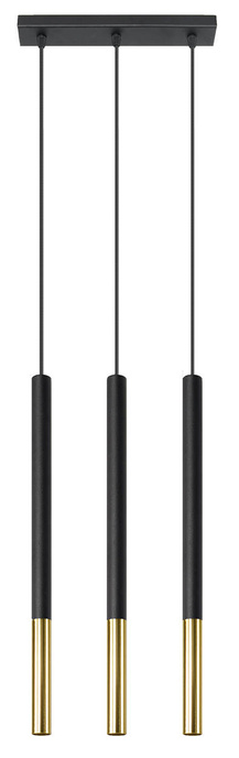 MOZAICA Lampe suspendue 3L noir/doré + 3x ampoule LED G9 4000K froide 4,5W 530lm