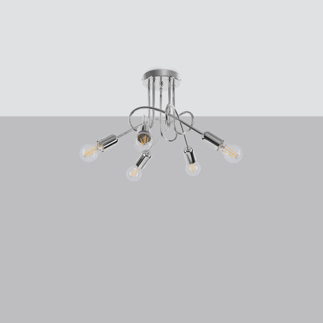 Lustre SUPEŁ 5 chrome + 5X ampoule LED E27 3000K 7W 760lm