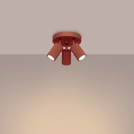 Plafonnier KARBON 3P rouge ocre
