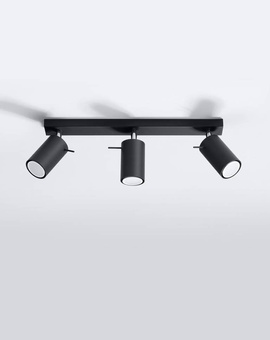 Plafond RING 3L noir + 3x Ampoule LED GU-10 4000K Froid 7W 630lm