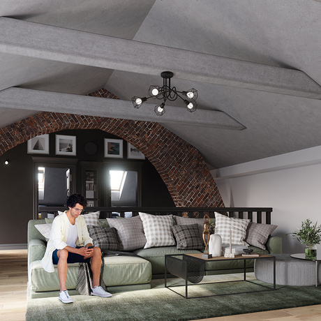 Plafond ARTEMIS 2 noir + 2x ampoule LED E14 3000K Warm 7.5W 620lm