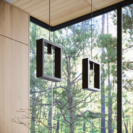 ARIES lampe suspendue wengé + 1x ampoule LED E27 3000K 7W 760lm