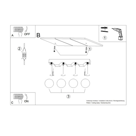 Plafonnier BULBO 4 bois naturel