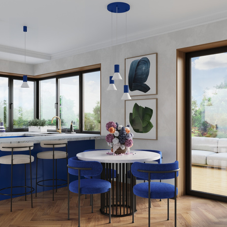 Lampe suspendue ESTRIA 1 blanc/ultramarine