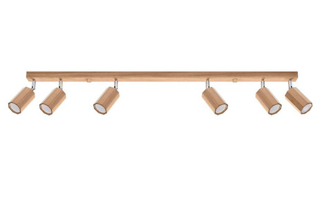 Plafond ZEKE 6 chêne + 6x ampoule LED GU-10 3000K Warm 7W 620lm