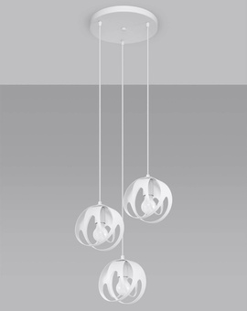 TULOS 3P lampe suspendue blanche + 3x ampoule LED E27 3000K Warm 7,5W 620lm