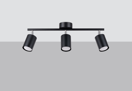 Plafond LEMMI 3 noir + 3x ampoule LED GU-10 3000K Warm 7W 510lm