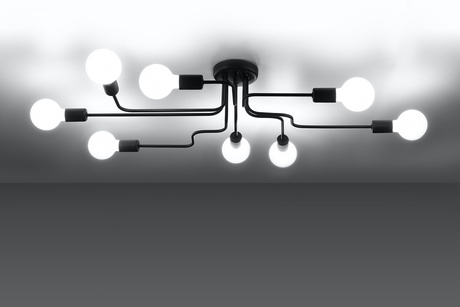 Lustre VECTOR 8 noir + 8x ampoule LED E27 4000K froide 7.5W 650lm