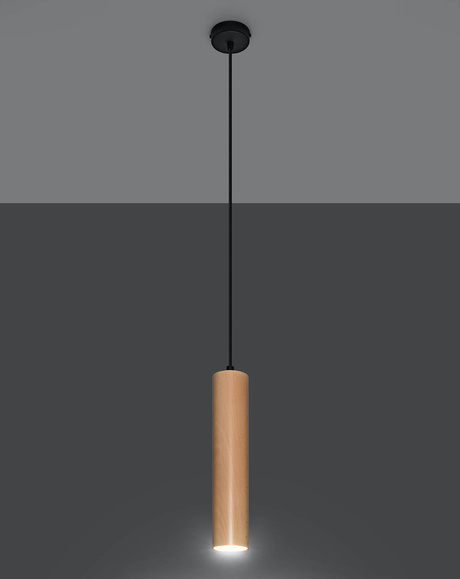 LINO 1 lampe suspendue en bois naturel + 1x ampoule LED GU-10 4000K froide 7W 630lm