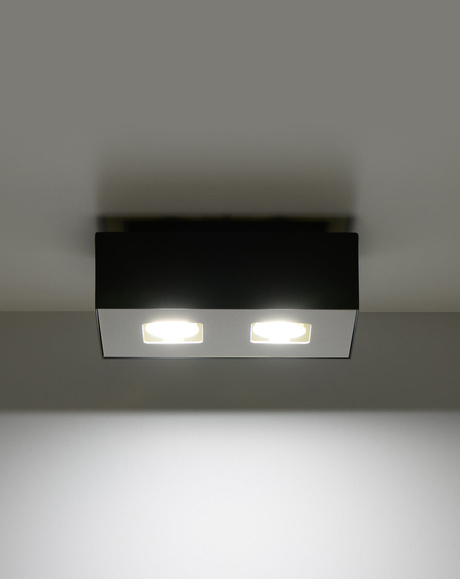Plafond MONO 2 noir + 2x ampoule LED GU-10 3000K Warm 7W 620lm