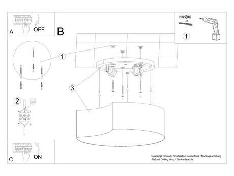 Plafond CIRCLE 1 blanc + 2x ampoule LED E27 4000K Froid 7.5W 650lm