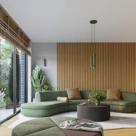 Lampe suspendue KARBON 3P vert olive