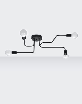 Lustre VECTOR 4 noir + 4x ampoule LED E27 4000K Froid 7.5W 650lm