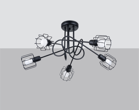 Lustre BELUCI 5S noir + 5x ampoule LED E14 4000K Froid 7,5W 680lm