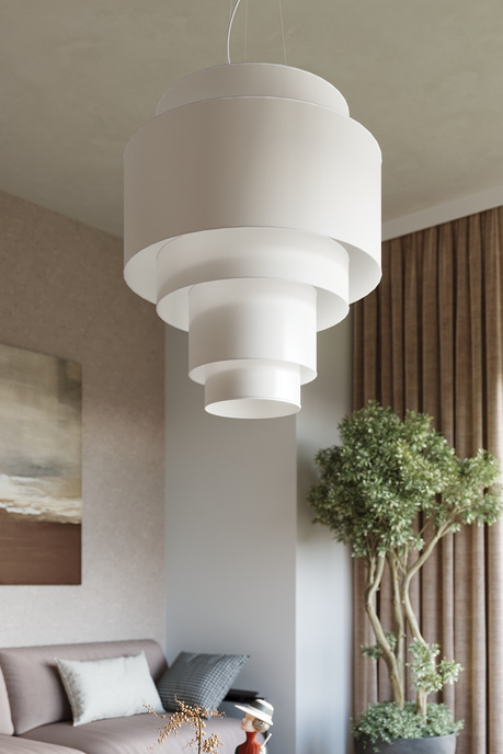 Lustre REFLEXION 80 blanc + 7x ampoule LED E27 3000K Warm 7.5W 620lm