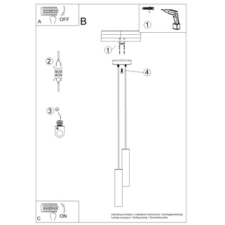 Lampe suspendue LAGOS 2P noir