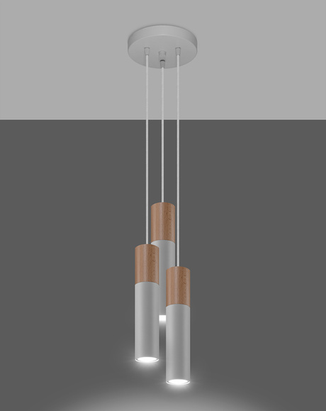 PABLO Lampe suspendue 3P blanche + 3x ampoule LED GU-10 4000K froide 7W 630lm