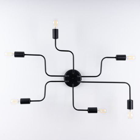 Lustre VECTOR 6 noir + 6X ampoule LED E27 3000K 7W 760lm