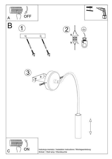 Applique AXIL noir + 1x ampoule LED G9 3000K Warm 4.5W 510lm