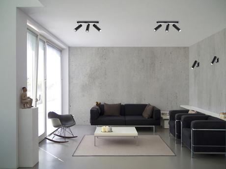 Applique DIREZIONE noire + 1x ampoule LED GU-10 4000K froide 7W 630lm