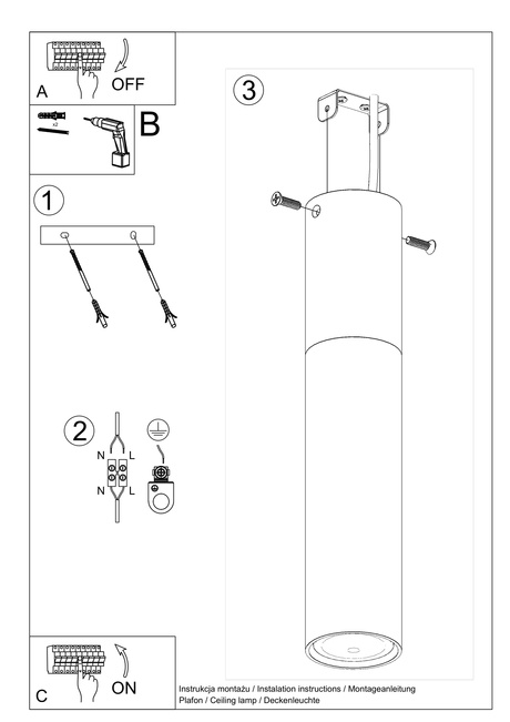 Plafond PABLO blanc + 1x ampoule LED GU-10 4000K Froid 7W 630lm