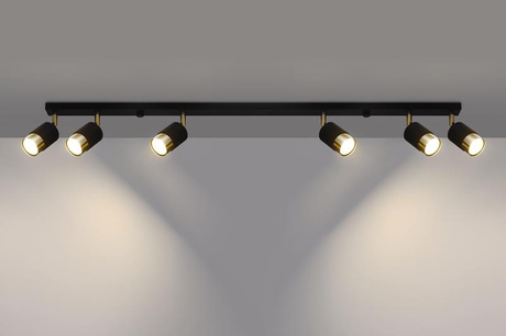 Plafond NERO 6 noir/or + 6x ampoule LED GU-10 3000K Warm 7W 620lm