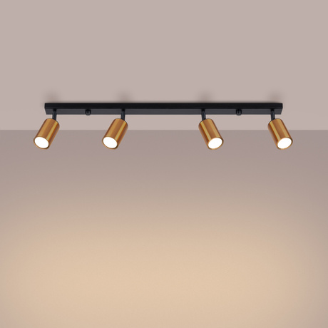 Plafond WINX 4L noir/cuivre + 4x ampoule LED GU-10 3000K Warm 7W 510lm