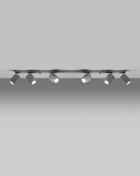 Plafond MERIDA 6L gris + 6x ampoule LED GU-10 4000K Froid 7W 630lm