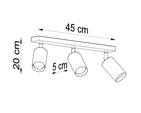 Plafond BERG 3 bois naturel + 3x ampoule LED GU-10 4000K Froid 7W 630lm