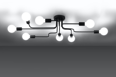 Lustre VECTOR 8 noir + 8x ampoule LED E27 3000K Warm 7.5W 620lm