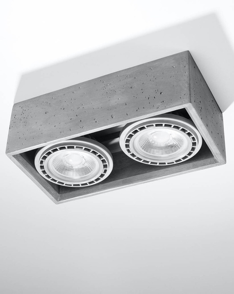 Plafond QUATRO 2 béton + 2x ampoule LED GU10 AR111 3000K Warm 12W 800lm