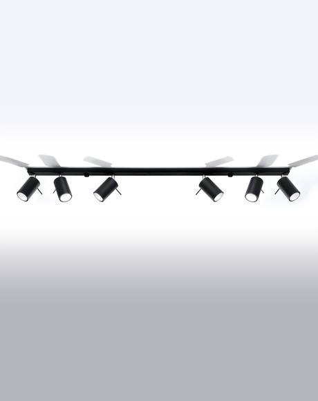 Plafond RING 6L noir + 6x ampoule LED GU-10 4000K Froid 7W 630lm