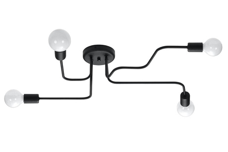 Lustre VECTOR 4 noir + 4x ampoule LED E27 3000K Warm 7.5W 620lm