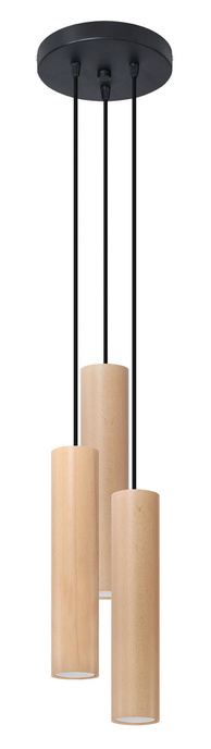 Lampe suspendue LINO 3P bois naturel + 3x GU-10 3000K Warm 7W 620lm ampoule LED