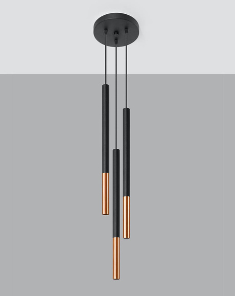 MOZAICA 3P lampe suspendue noir/cuivre + 3x ampoule LED G9 4000K Cold 4,5W 530lm