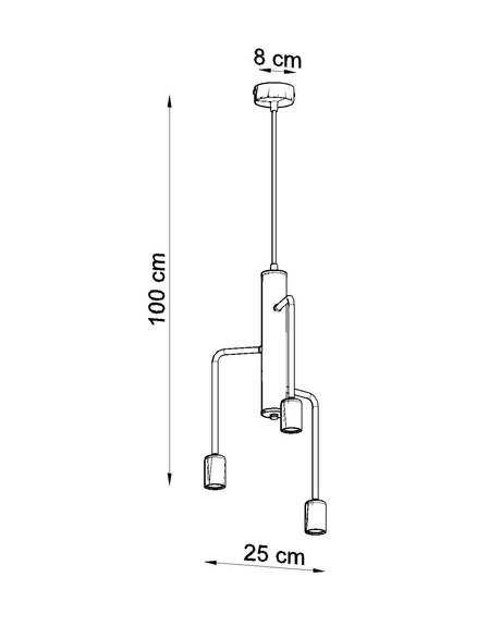 DUOMO lustre 3M + 3x ampoule LED E27 4000K Froid 7.5W 650lm