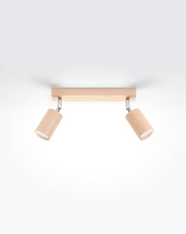 Plafond BERG 2 bois naturel + 2x ampoule LED GU-10 4000K Froid 7W 630lm