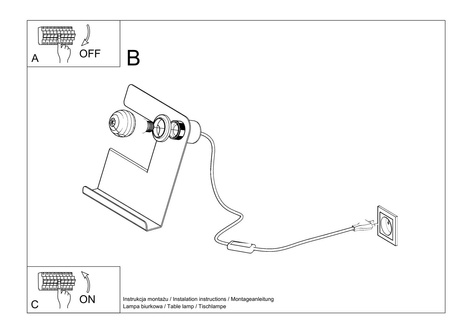 Lampe de bureau INCLINE noire + 1x ampoule LED E27 4000K froide 7.5W 650lm