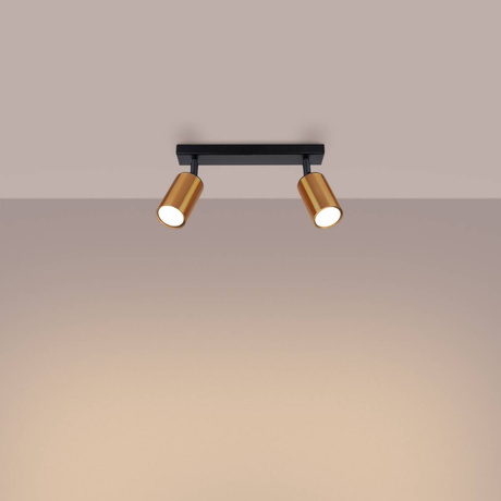 Plafond WINX 2 noir/cuivre + 2x ampoule LED GU-10 3000K Warm 7W 510lm