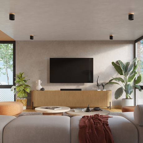 Plafond RIF noir + 1x ampoule LED GU-10 3000K Warm 7W 510lm